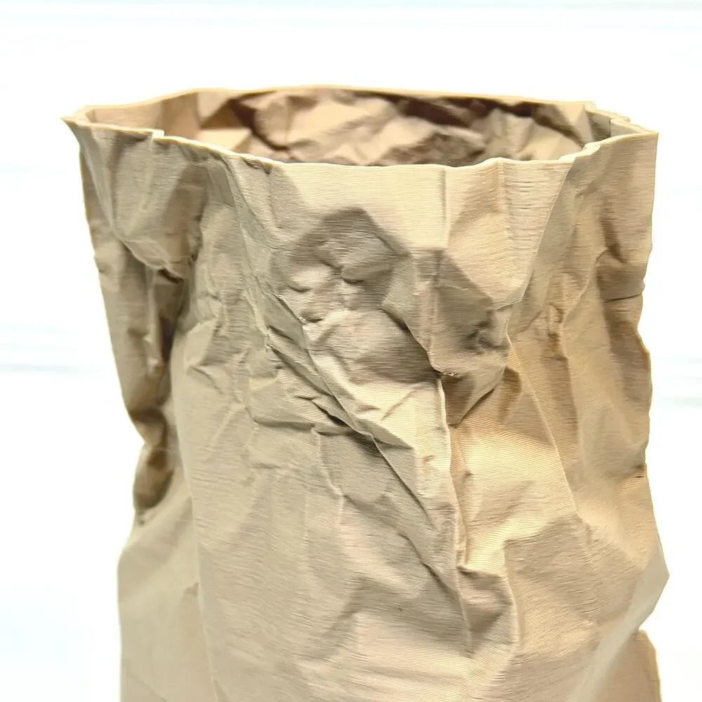 Kraftique - Paper Reborn , Crumpled Paper Bag Design, Small Tabletop Vase